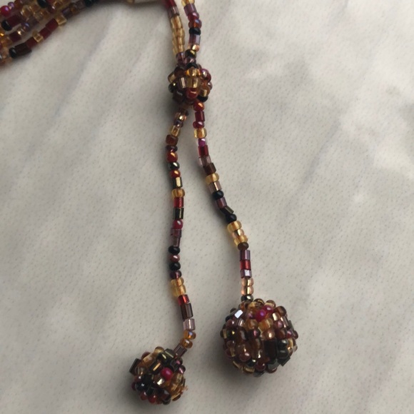 3 Ball Dangle Sienna Hand Beaded Necklace - Picture 3 of 6